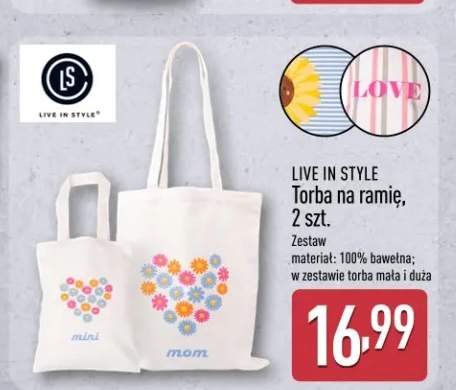 Torba na ramię LIVE IN STYLE 2-pak