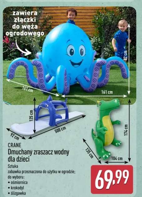 Dmuchany zraszacz wodny dla dzieci ośmiornica CRANE