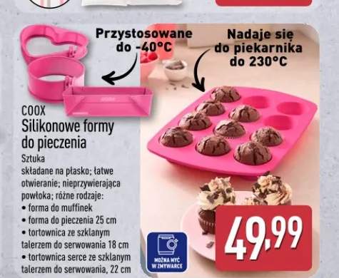 Silikonowa tortownica serce ze szklanym talerzem do serwowania 22cm COOX
