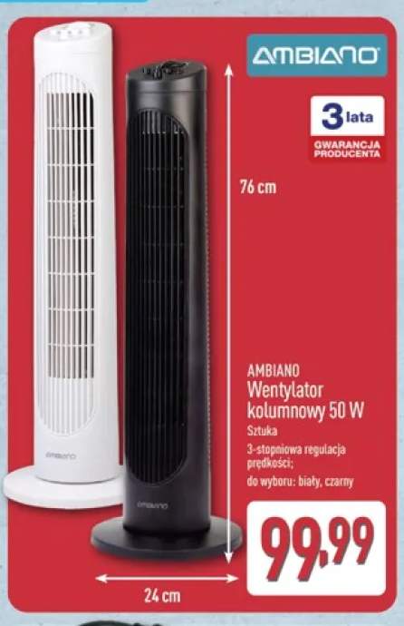 Wentylator kolumnowy AMBIANO 50W biały