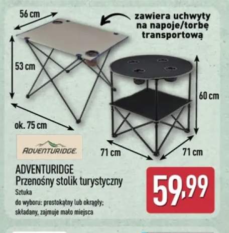 Przenośny stolik turystyczny prostokątny ADVENTURIDGE