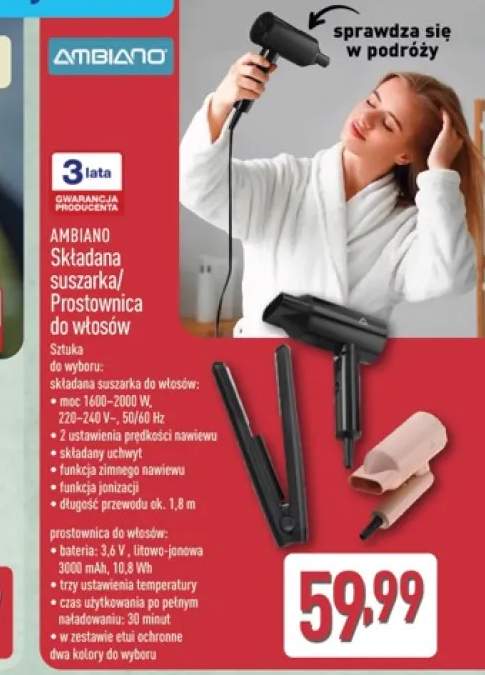 Składana suszarka do włosów AMBIANO
