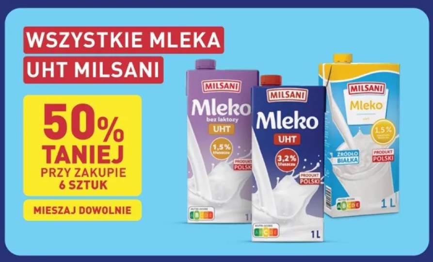 Mleko bez laktozy UHT 1,5% Milsani