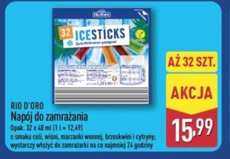 Napój do zamrażania Rio D'oro 32-pak 40ml o smaku coli, wiśni, marzanki wonnej, brzoskwini i cytryny