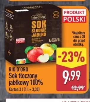 Sok tłoczony jabłkowy 100% RIO D'ORO