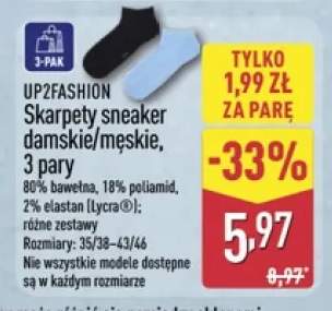 Skarpety sneaker damskie/męskie UP2FASHION 3-pak