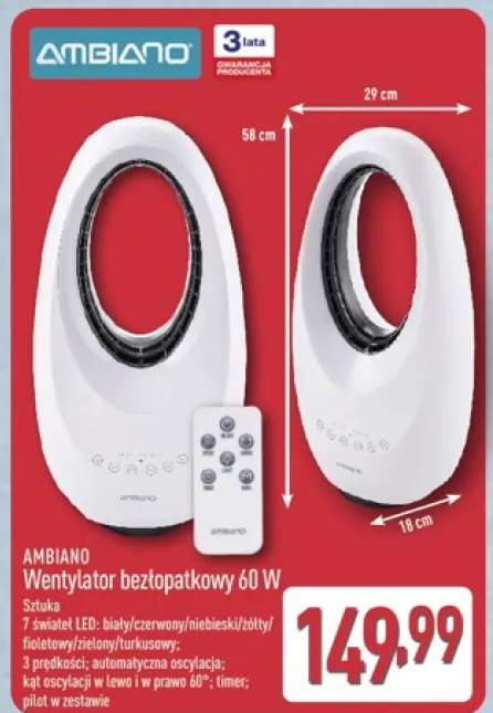 Wentylator bezłopatkowy AMBIANO 60W
