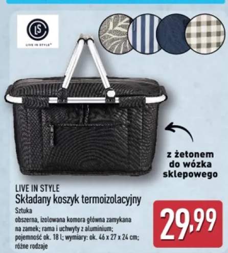 Składany koszyk termoizolacyjny LIVE IN STYLE
