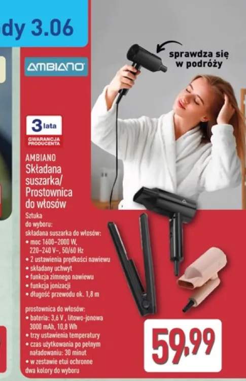 Prostownica do włosów AMBIANO 3,6V 3000mAh