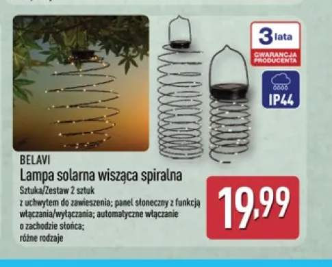 Lampa solarna wisząca spiralna BELAVI