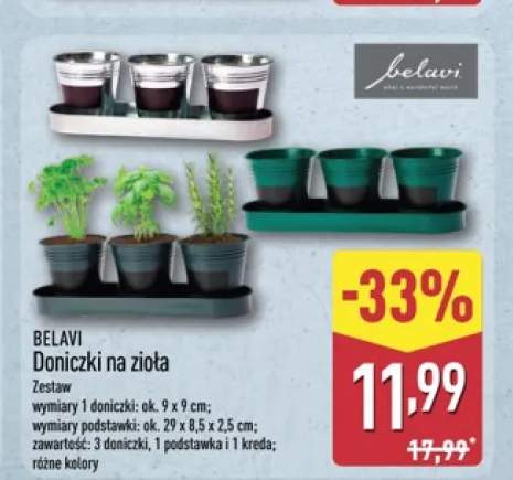 Doniczki na zioła zestaw BELAVI