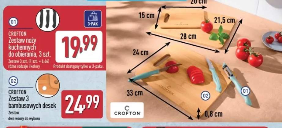 Zestaw 3 bambusowych desek CROFTON