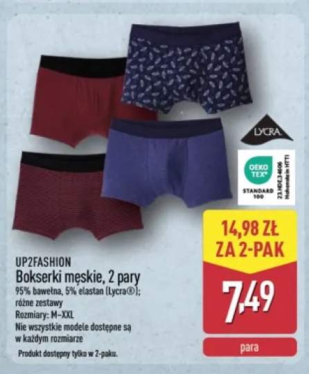 Bokserki męskie UP2FASHION 2-pak 95% bawełna 5% elastan