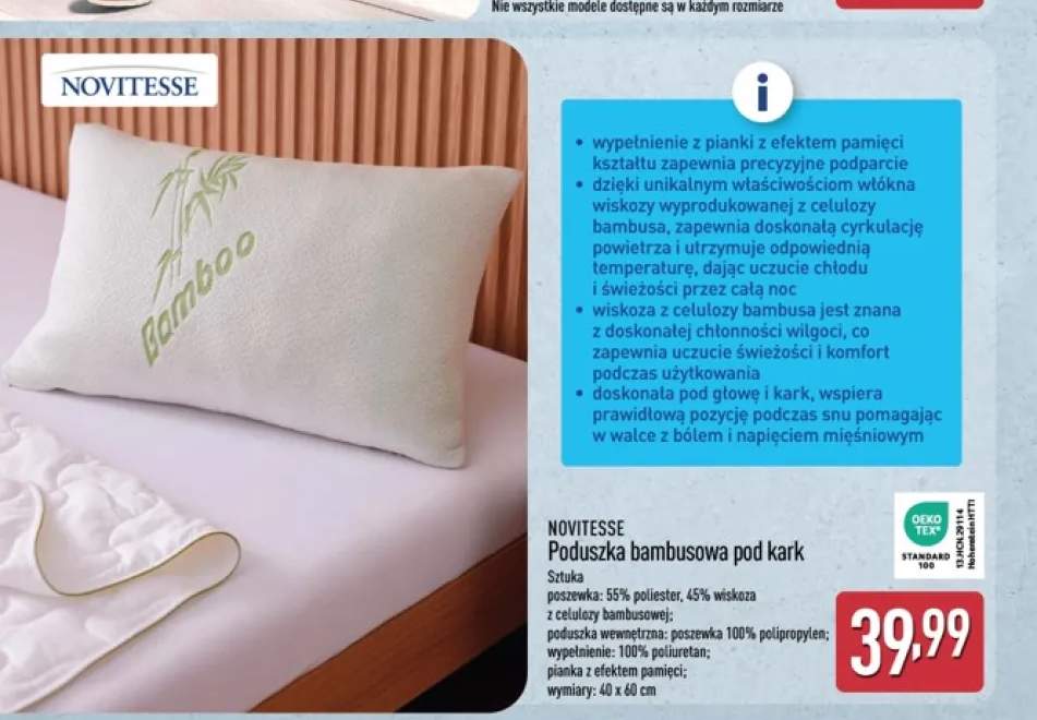Poduszka bambusowa pod kark NOVITESSE