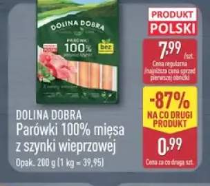 Parówki 100% mięsa z szynki wieprzowej Dolina Dobra