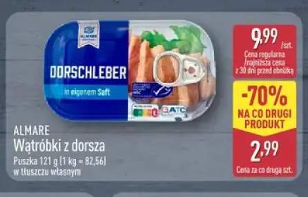 Wątróbki z dorsza w tłuszczu własnym ALMARE