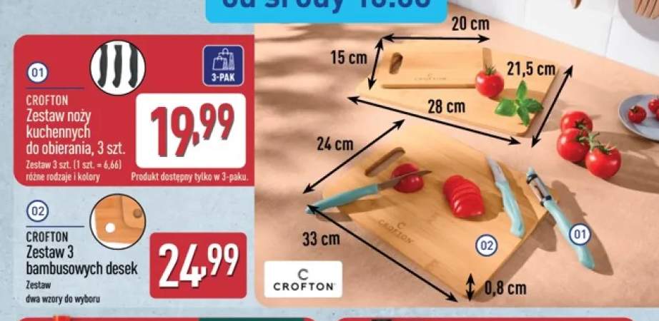 Zestaw 3 bambusowych desek Crofton
