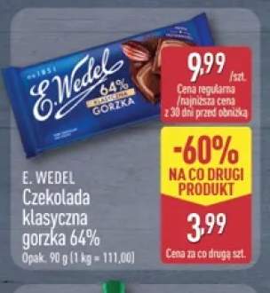 Czekolada klasyczna gorzka 64% E. Wedel