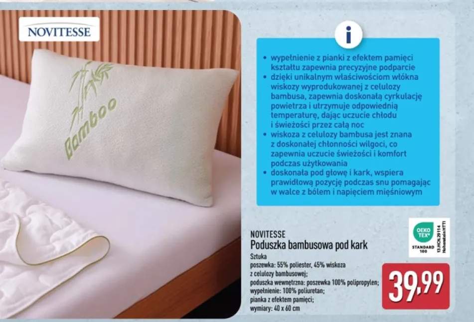 Poduszka bambusowa pod kark NOVITESSE