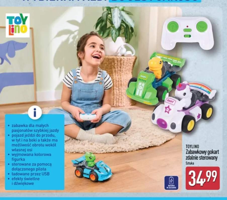 Zabawkowy gokart zdalnie sterowany Toylino