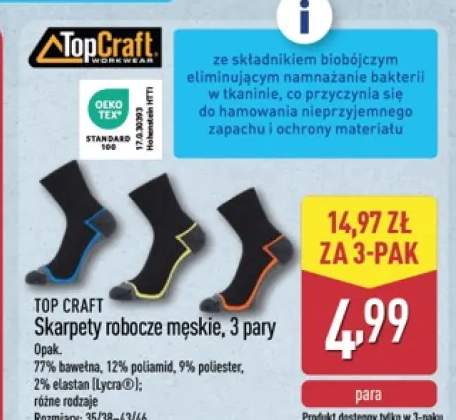 Skarpety robocze męskie TOP CRAFT 3-pak