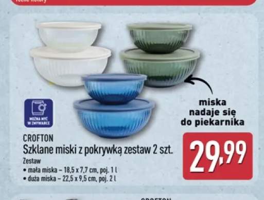 Szklane miski z pokrywką zestaw 2 szt. Crofton
