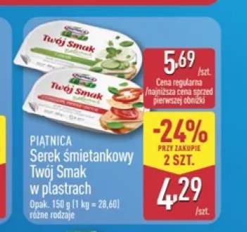 Serek śmietankowy Twój Smak w plastrach z kolorowym pieprzem i bazylią Piątnica +1 wariant