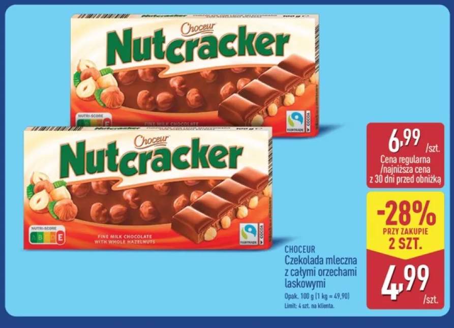 Czekolada mleczna Choceur Nutcracker z całymi orzechami laskowymi