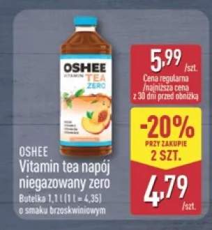 Napój niegazowany Oshee Vitamin Tea Zero brzoskwiniowy