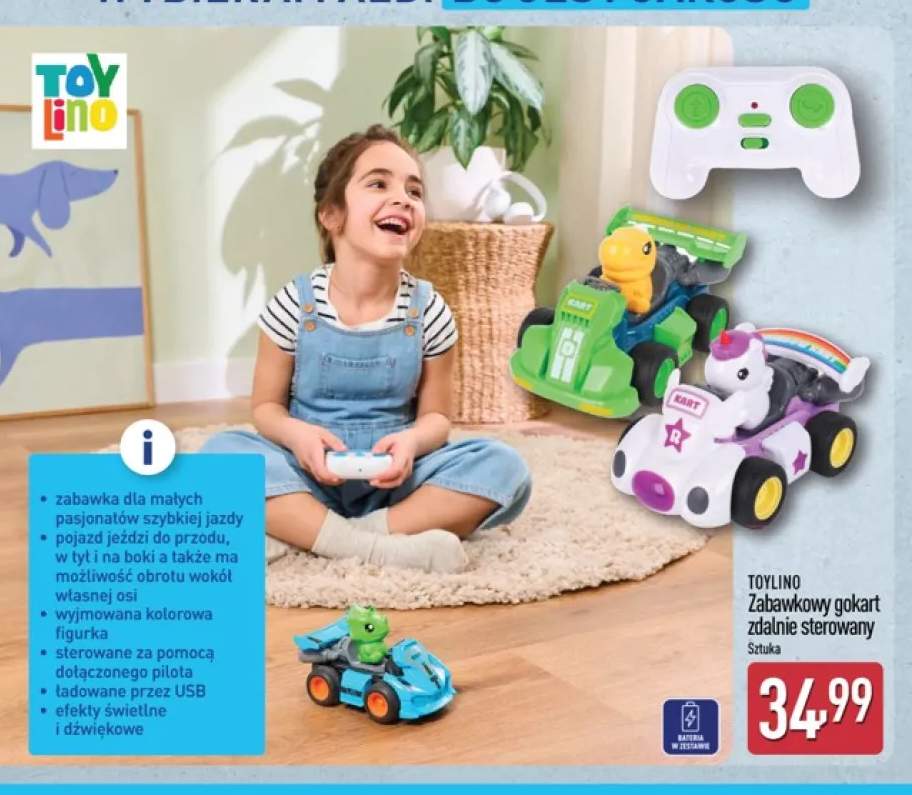 Zabawkowy gokart zdalnie sterowany Toylino