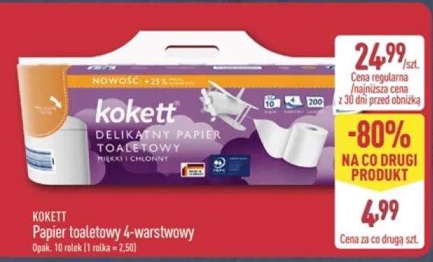 Papier toaletowy 4-warstwowy Kokett