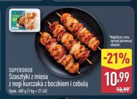 Szaszłyki z mięsa z nogi kurczaka z boczkiem i cebulą SuperDrob