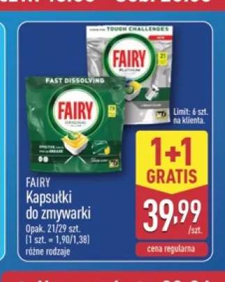 Kapsułki do zmywarki Fairy Platinum +1 wariant