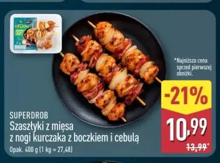 Szaszłyki z mięsa z nogi kurczaka z boczkiem i cebulą SuperDrob