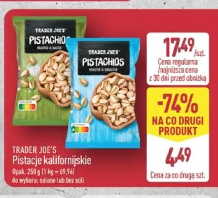 Pistacje kalifornijskie solone Trader Joe's +1 wariant