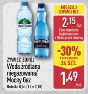 Woda źródlana Żywiec Zdrój Mocny Gaz +1 wariant