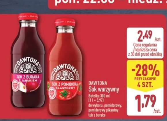 Sok warzywny Dawtona pomidorowy +2 warianty