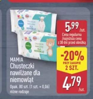 Chusteczki nawilżane dla niemowląt Mamia Sensitive +1 wariant