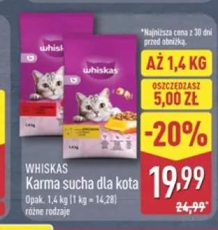 Karma sucha dla kota Whiskas z kurczakiem +1 wariant