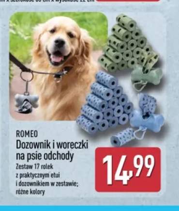 Zestaw dozownik + woreczki na psie odchody Romeo