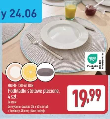 Podkładki stołowe plecione owalne HOME CREATION 4-pak +1 wariant