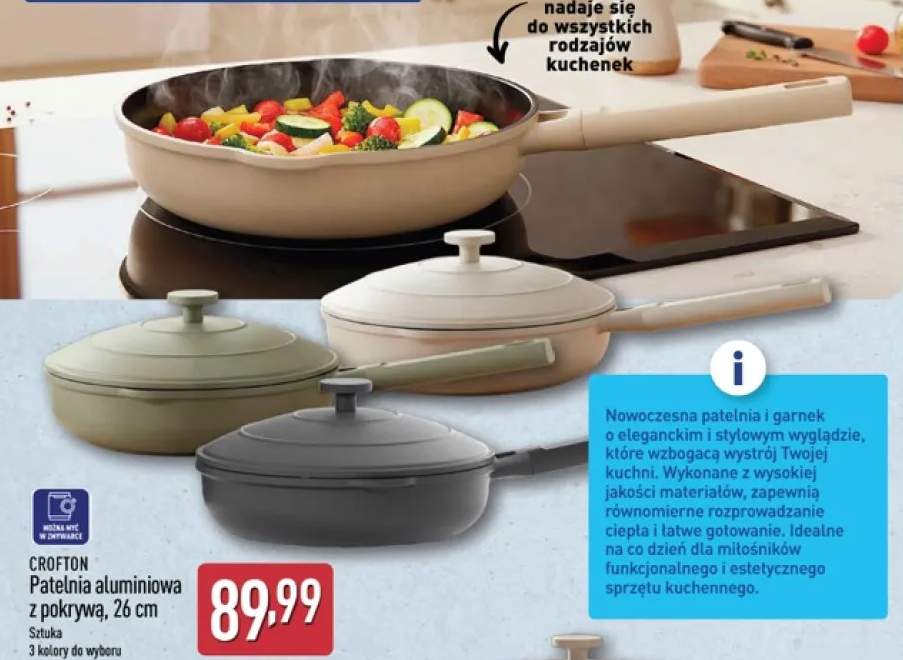 Patelnia aluminiowa z pokrywą Crofton 26 cm