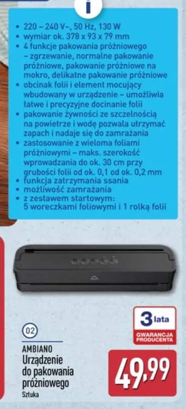 Urządzenie do pakowania próżniowego Ambiano
