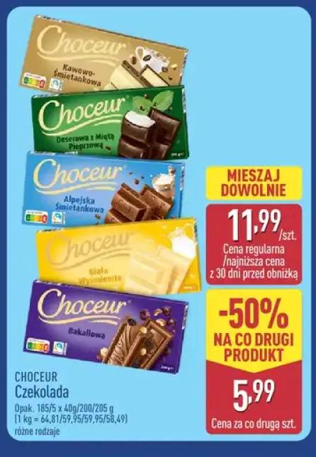 Czekolada kawowo-śmietankowa Choceur +4 warianty