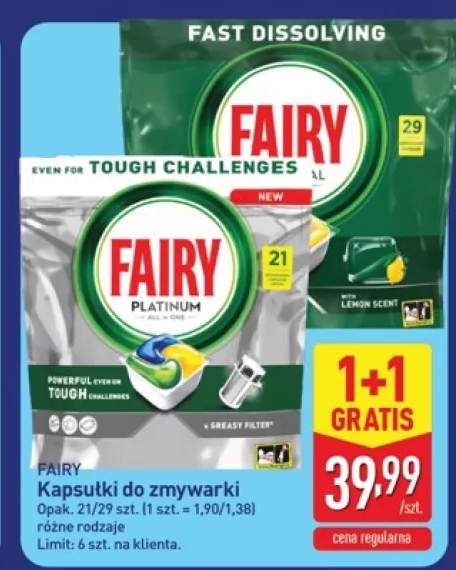 Kapsułki do zmywarki Fairy Platinum +1 wariant