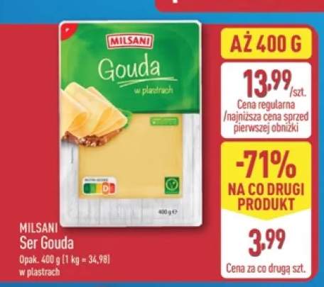 Ser Gouda w plastrach Milsani