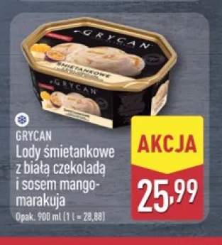 Lody śmietankowe z białą czekoladą i sosem mango-marakuja Grycan
