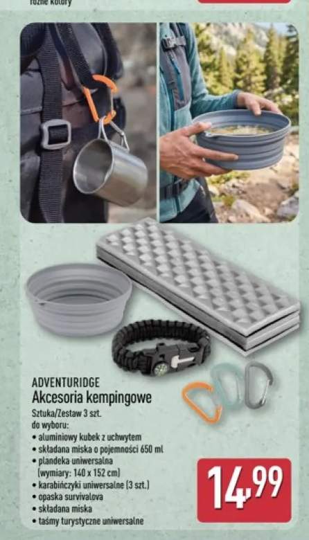 Akcesoria kempingowe ADVENTURIDGE składana miska 650 ml +5 wariantów