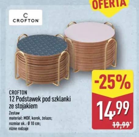 Podstawki pod szklanki ze stojakiem Crofton 12-pak