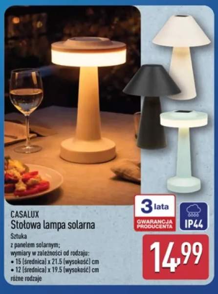 Stołowa lampa solarna Casalux